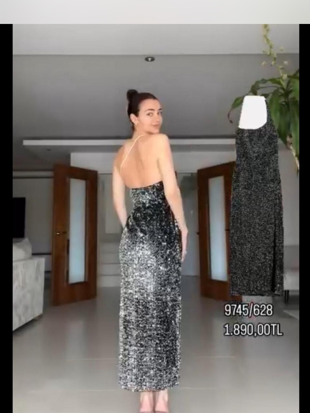 Zara Silver Sequin Backless Midi Dress